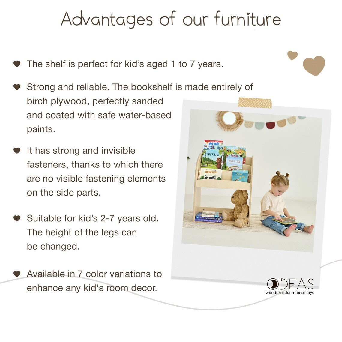 Ensemble bibliothèque, table enfant et deux chaises - 7 couleurs 