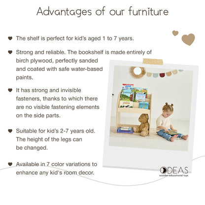 Ensemble bibliothèque, table enfant et deux chaises - 7 couleurs 