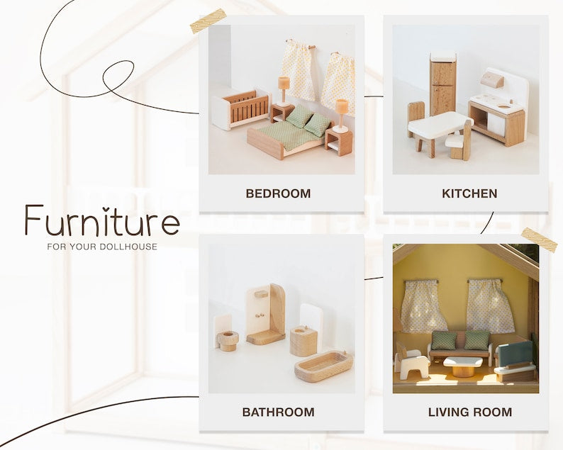 Grande maison de poupée en bois avec meubles