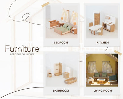 Grande maison de poupée en bois avec meubles