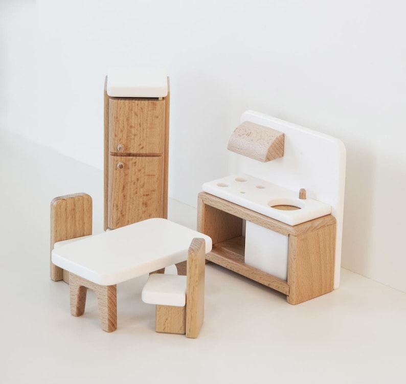 Mobilier de maison de poupée en bois - Ensemble de cuisine