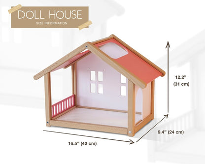 Petite maison de poupée en bois avec meubles de salon