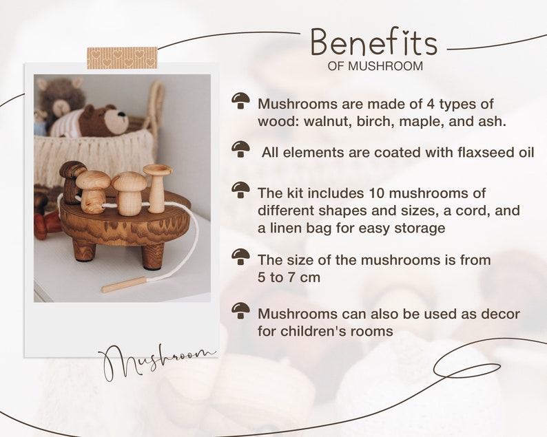 Jeu de laçage en bois Champignons