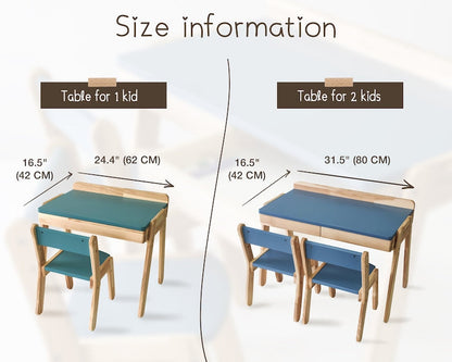 Bureau et deux chaises pour enfant - Bois de frêne 