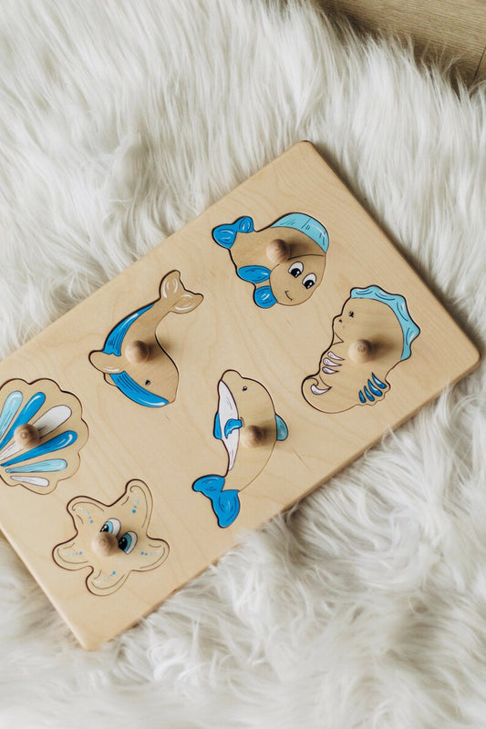Puzzle en bois Montessori - Créatures marines