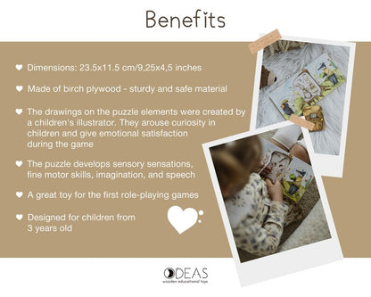 Puzzle en bois de la famille des lièvres