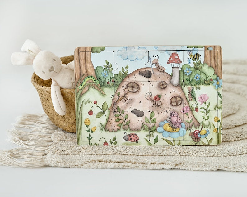 Ensemble de puzzles « Où vivent les abeilles », « Où vivent les fourmis » et « Cycle de vie des insectes » 