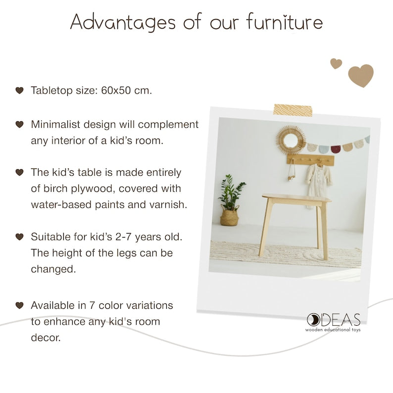 Table pour enfants - 7 couleurs