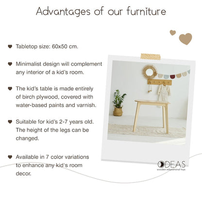 Table pour enfants - 7 couleurs