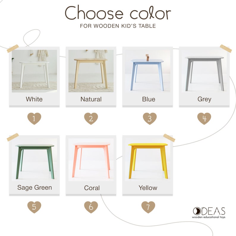 Table pour enfants - 7 couleurs